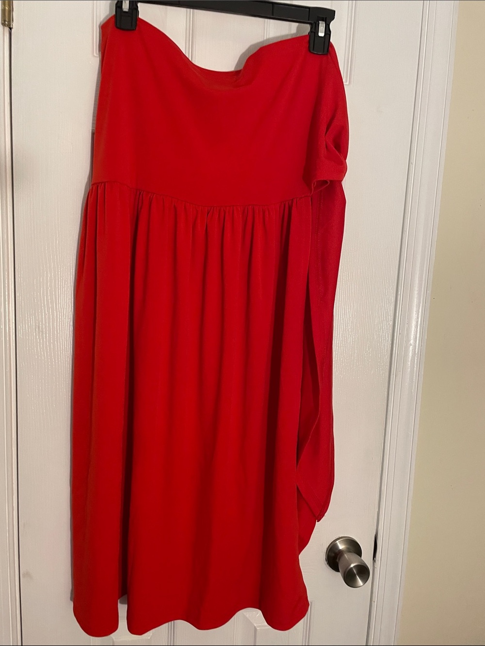 Red Liquid Performance Knit Wrap Skirt with Band ties at Side or Center Slit M